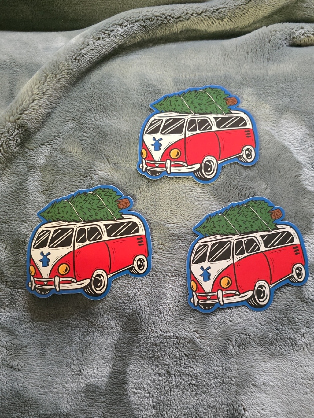 Red Vintage Dutch Bros Van Stickers - Set of 3